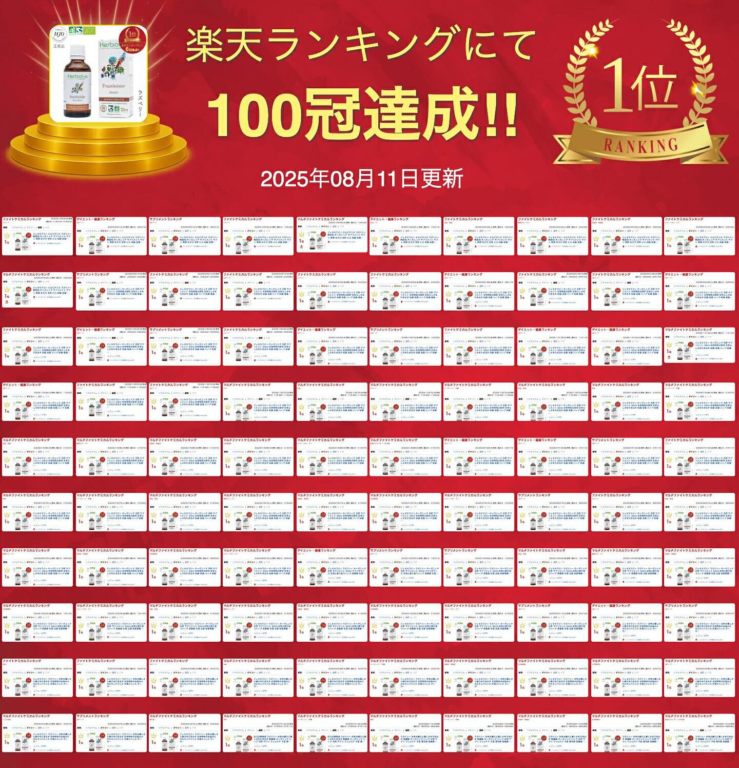楽天ランキングにて、おかげさまでEvha BIOの10商品が